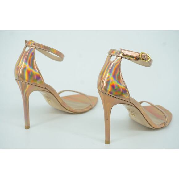 Stuart Weitzman Nudistcurve 100 Hologram Ankle Strappy Sandals Size 7 $475 pink - Picture 2 of 9